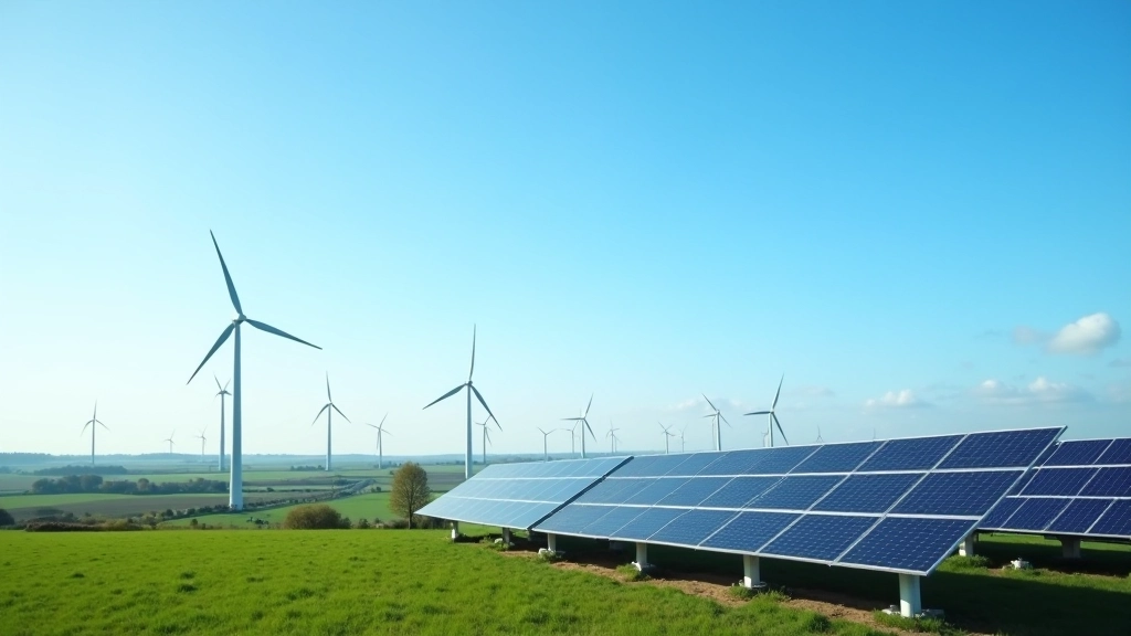 Wind- und Solaranlagen in Deutschland, Landschaft mit Windkraftanlagen und Solarfeldern