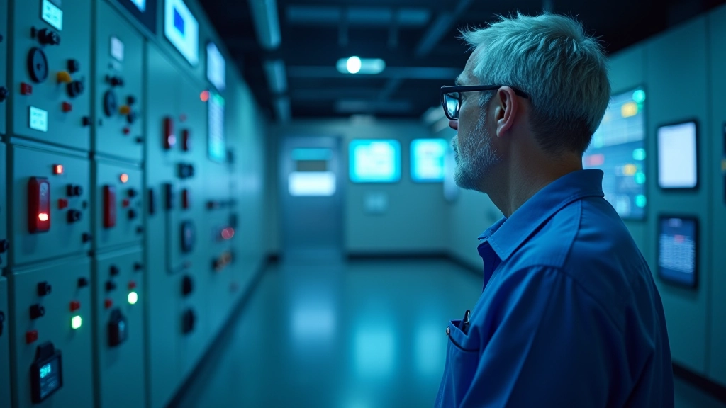 Moderne Stromverteilanlage mit digitalen Displays und Kontrollsystemen, Energiemanagement-Technologie