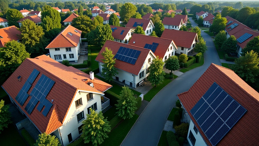 Solarmodule auf Dachflächen von Wohngebäuden, städtische Installation